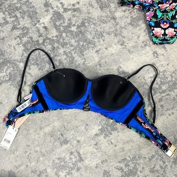 NWT Nanette Lepore Coquette Bikini in Damask Floral Multi Top Bottom Swim Sz L - Picture 11 of 14